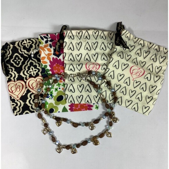 Brighton Double Strand Beaded Necklace Brown Blue With 4 Bags - Picture 1 of 11